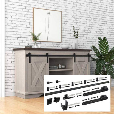6 Ft Solid Steel Mini Barn Door Hardware Kit do podwójnych mebli drewnianych drzwi