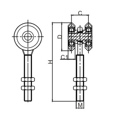 Wytrzymałe komercyjne rolki do drzwi przesuwnych Koła 38 mm M12 2 koła