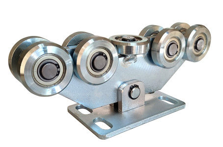 Heavy Duty Iron Silver Chain Link Zestaw bramek ślizgowych wspornikowych 9 kół 80x80 Profilowany tor 68mm