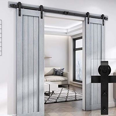 Jinnaike Interior Drewniane drzwi Black Diamond Iron Powder Coated Silde Gate Hardwares