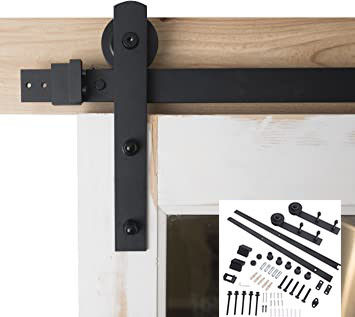 I Shape Black Barn Door Hardware Track Zestaw do pojedynczych drzwi